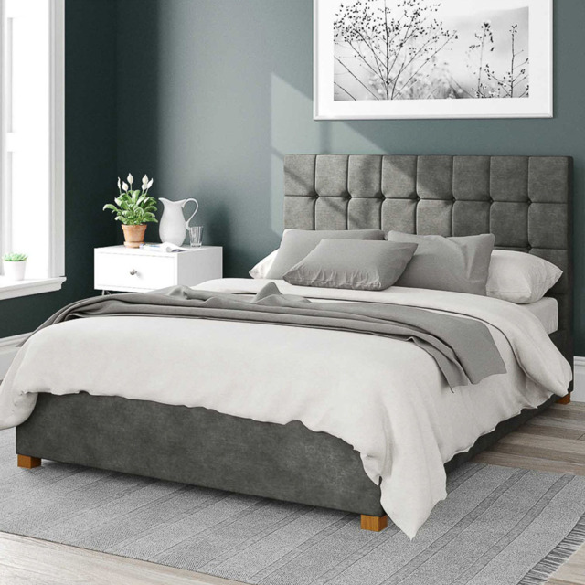 Aspire Sinatra Single Granite Kimiyo Linen Ottoman Bed - Grey - Aspire Beds - Wilko - image 1