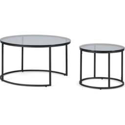 Julian Bowen Chicago Smoked Glass Round Nest of Tables Set of 2 - Size: 80 x 80 x 50cm - Black - Wilko - thumbnail 4