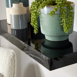 Home Source Cloud 60cm Set of 2 Black Gloss Floating Shelf - Size: 3.8 x 23.5 x 60cm - Wilko - thumbnail 5