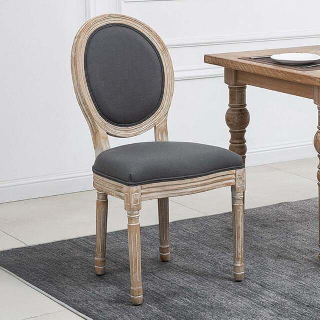 HOMCOM Set of 2 Grey Linen Upholstered French Style Dining Chair - Wilko - image 1