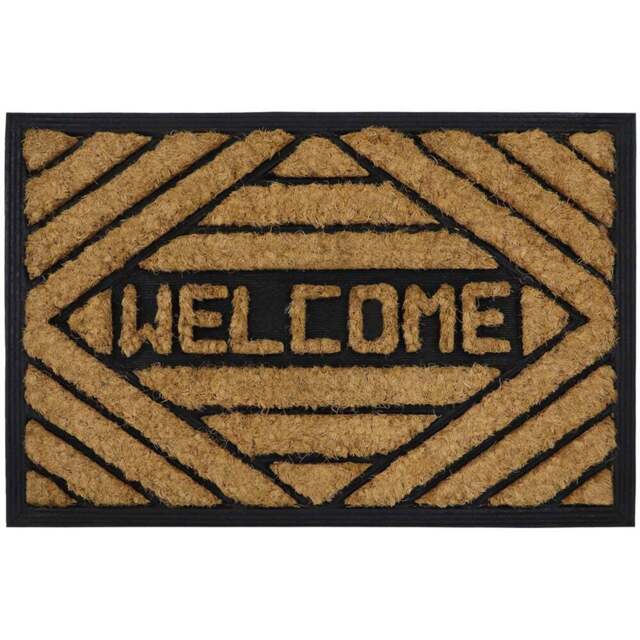 JVL Welcome Tuffscrape Coir Mat 40 x 60cm - Size: 41 x 61cm - Brown - JVL Homewares - Wilko - image 1