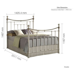 Bronte Double Cream and Antique Brass Metal Bed Frame - White - Birlea - Wilko - thumbnail 6