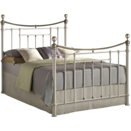 Bronte Double Cream and Antique Brass Metal Bed Frame - White - Birlea - Wilko - thumbnail 3