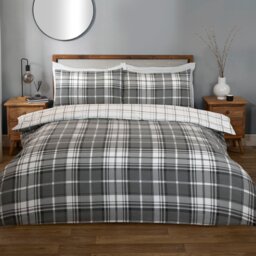 Balmoral Check Duvet Set Grey Single - Divante Finest - Wilko
