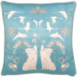 furn. Blue Colony Palm Botanical Cushion - Size: 43 x 43cm - Wilko