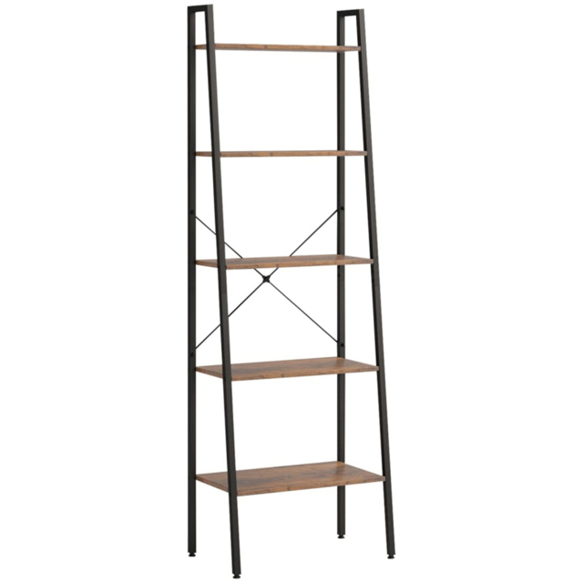 vidaXL 5-Tier Dark Brown Standing Shelf - Size: 100 x 65 x 33cm - Wilko - image 1