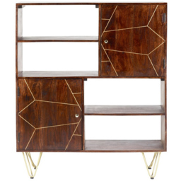 Brooklyn Ozella 2 Door 4 Shelf Dark Gold Display Cabinet - Brown - Wilko - thumbnail 4