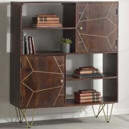 Brooklyn Ozella 2 Door 4 Shelf Dark Gold Display Cabinet - Brown - Wilko
