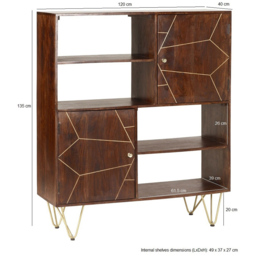 Brooklyn Ozella 2 Door 4 Shelf Dark Gold Display Cabinet - Brown - Wilko - thumbnail 7