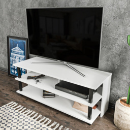 Decorotika Pueblo 4 Open Shelf Black and White Wide TV Unit - Size: 47 x 120 x 45cm - Multi - Wilko - thumbnail 6