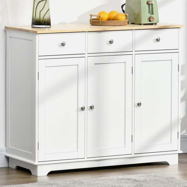Portland 3 Door 3 Drawer White Sideboard - Wilko - image 1