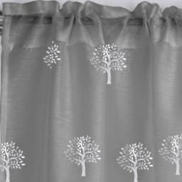Tyrone Textiles Birch Silver Metallic Tree Print Pocket Header Voile Panel Curtains 140 x 183cm - Size: 183 x 140 x 1cm - Wilko - thumbnail 4