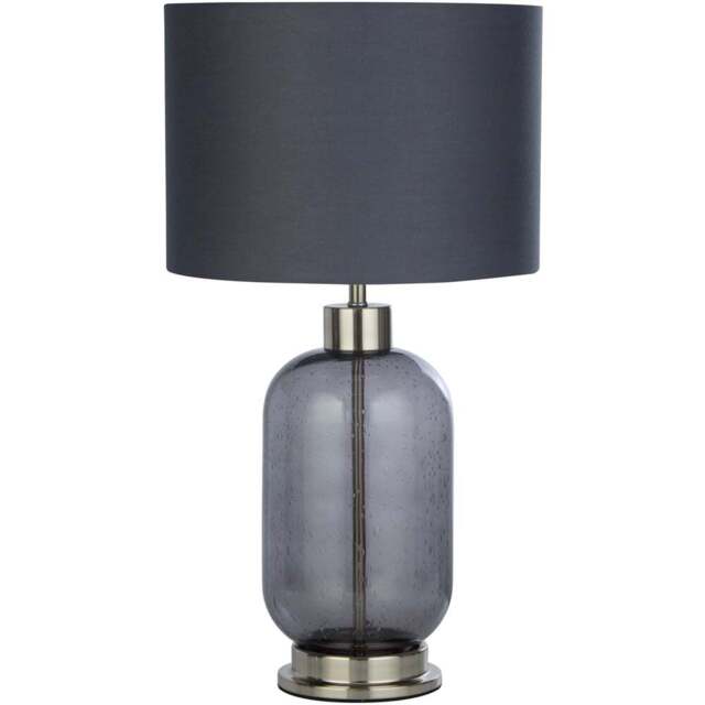 Lighting Collection Kendric Grey Shade Smoke Glass Table Lamp - Size: 49 x 27 x 27cm - Wilko - image 1
