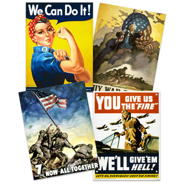 Artery8 Vintage US Military World War 2 Wall Art Print 30 x 41cm 4 Pack - Size: 40.5 x 30.5 x 0.3cm - Multi - Wilko - image 1