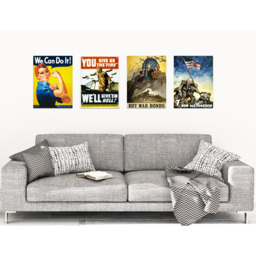 Artery8 Vintage US Military World War 2 Wall Art Print 30 x 41cm 4 Pack - Size: 40.5 x 30.5 x 0.3cm - Multi - Wilko - thumbnail 3