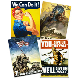 Artery8 Vintage US Military World War 2 Wall Art Print 30 x 41cm 4 Pack - Size: 40.5 x 30.5 x 0.3cm - Multi - Wilko - thumbnail 1