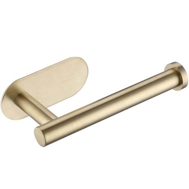 Living and Home Gold Wall Mounted Stainless Steel Toilet Paper Roll Holder - Size: 16 x 8 x 8cm - Wilko - image 1
