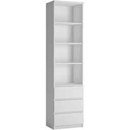 Florence Fribo 3 Drawer 4 Shelf White Tall Narrow Bookcase - Wilko - thumbnail 3