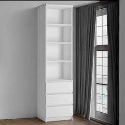 Florence Fribo 3 Drawer 4 Shelf White Tall Narrow Bookcase - Wilko