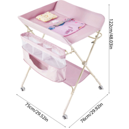 H&O Direct Pink Folding Baby Diaper Changing Table with Wheels - Size: 122 x 75 x 76cm - Wilko - thumbnail 7