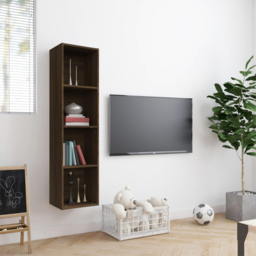 vidaXL 4 Shelf Brown Oak Wall Cabinet - Size: 36 x 143 x 30cm - Wilko - thumbnail 4