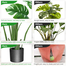 Costway Monstera Artificial Plant In Pot 5ft - Size: 93 x 22 x 21cm - Green - Wilko - thumbnail 7