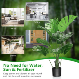 Costway Monstera Artificial Plant In Pot 5ft - Size: 93 x 22 x 21cm - Green - Wilko - thumbnail 4