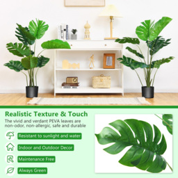 Costway Monstera Artificial Plant In Pot 5ft - Size: 93 x 22 x 21cm - Green - Wilko - thumbnail 5
