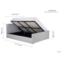 Stratus Double Grey Polyester Ottoman Bed - Birlea - Wilko - thumbnail 6