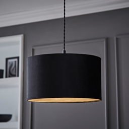 ValueLights Reni Black Velvet Medium Drum Ceiling Lamp Shade 35cm - Size: 20 x 35 x 35cm - Wilko - thumbnail 3