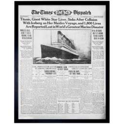 Artery8 Titanic Disaster 1912 Times Despatch Newspaper Front Page Framed Wall Art Print 30 x 41cm - Size: 43.3 x 33.3 x 1.5cm - Grey - Wilko - thumbnail 1