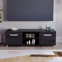 Vida Designs Cosmo 2 Door 2 Shelf Black Small TV Unit - Size: 40 x 120 x 38cm - Wilko - thumbnail 6