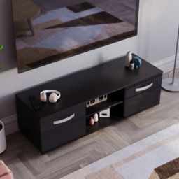 Vida Designs Cosmo 2 Door 2 Shelf Black Small TV Unit - Size: 40 x 120 x 38cm - Wilko - thumbnail 7