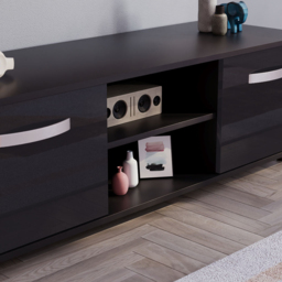 Vida Designs Cosmo 2 Door 2 Shelf Black Small TV Unit - Size: 40 x 120 x 38cm - Wilko - thumbnail 5