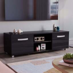 VIDA DESIGNS Cosmo 2 Door 2 Shelf Black Small TV Unit - Size: 40 x 120 x 38cm - Wilko