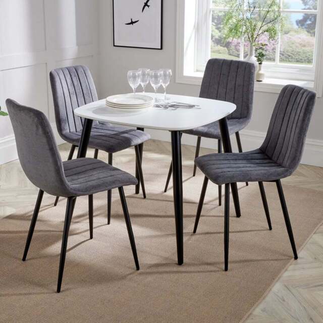 Core Products Aspen 4 Seater Square Dining Set White and Grey - Multi - Wilko - image 1