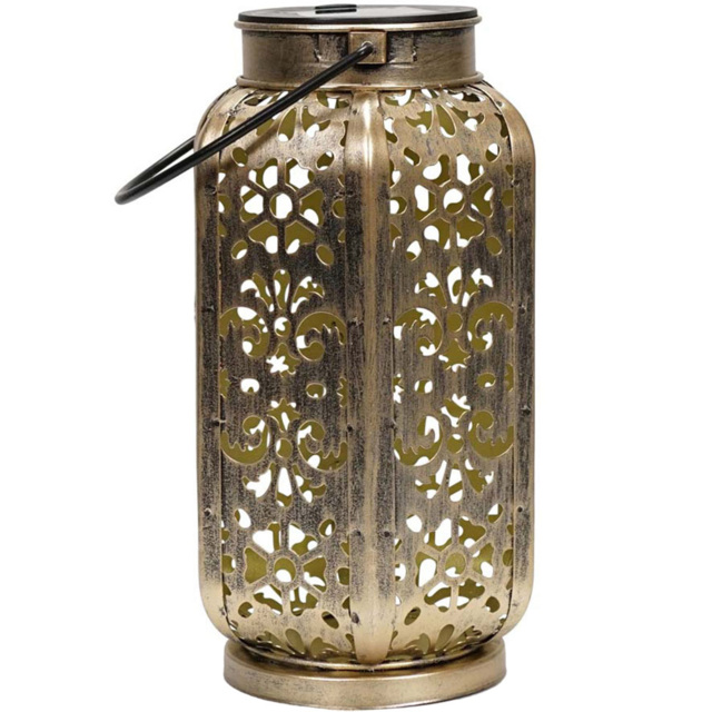 ValueLight Solar Antique Brass Moroccan Style Outdoor Lantern - Size: 22.1 x 13 x 13cm - Gold - ValueLights - Wilko - image 1