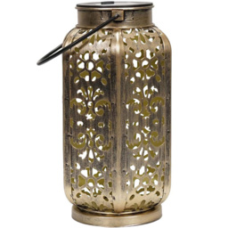 ValueLight Solar Antique Brass Moroccan Style Outdoor Lantern - Size: 22.1 x 13 x 13cm - Gold - ValueLights - Wilko