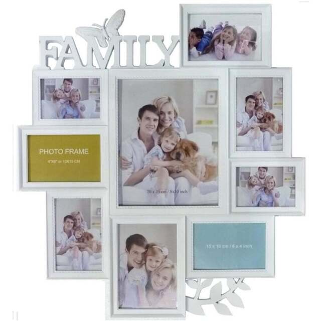 Gr8 Home White Embossed Wall Hanging Family Photo Frame - Size: Multi - Wilko - image 1