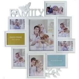 Gr8 Home White Embossed Wall Hanging Family Photo Frame - Size: Multi - Wilko