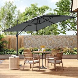 Living and Home Dark Grey Square Rotating Tilt Cantilever Parasol with Cross - Size: 3m - Black - Wilko - thumbnail 3