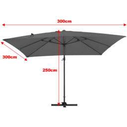 Living and Home Dark Grey Square Rotating Tilt Cantilever Parasol with Cross - Size: 3m - Black - Wilko - thumbnail 7