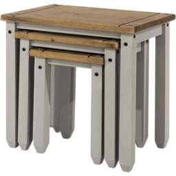 Corona Grey Washed Wax Nest of Tables Set of 3 - Size: 35 x 53 x 51cm - Wilko - thumbnail 5
