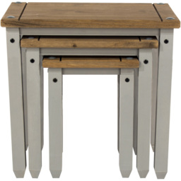 Corona Grey Washed Wax Nest of Tables Set of 3 - Size: 35 x 53 x 51cm - Wilko - thumbnail 3