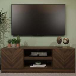 GFW Catania 2 Door 2 Shelf Royal Walnut TV Unit - Size: 39 x 130 x 43cm - Brown - Wilko