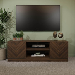 GFW Catania 2 Door 2 Shelf Royal Walnut TV Unit - Size: 39 x 130 x 43cm - Brown - Wilko - thumbnail 7