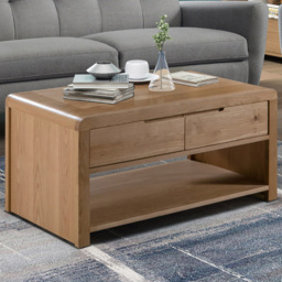 Julian Bowen Curve Single Drawer Oak Coffee Table - Wood - Wilko - thumbnail 1