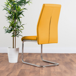 Furniturebox Arona Fortana 6 Seater Round Dining Set Mustard and Chrome - Yellow - Wilko - thumbnail 5