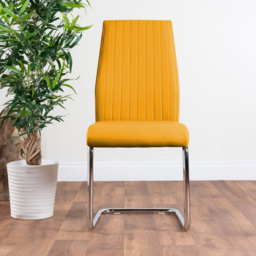 Furniturebox Arona Fortana 6 Seater Round Dining Set Mustard and Chrome - Yellow - Wilko - thumbnail 3