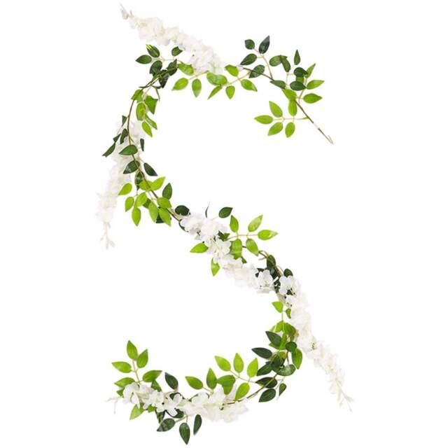 Living and Home Silk Wisteria Artificial Vine Garland 190cm - Size: 10 x 190 x 10cm - White - Wilko - image 1
